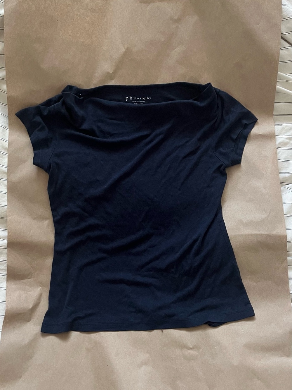 Philosophy Navy Blue Slouch-neck T-Shirt